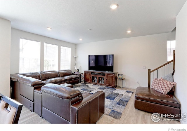 living room featuring light hardwood / wood-style flooring