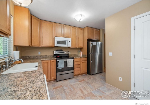 kitchen with appliances with stainless steel finishes and a sink