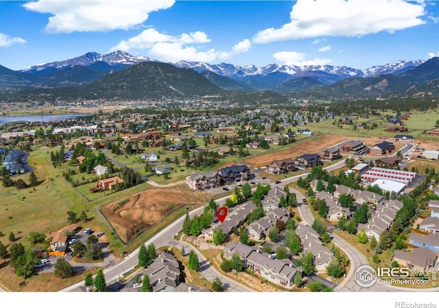 birds eye view of property featuring a residential view and a mountain view