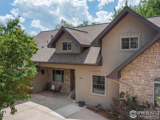 view of front of home with a patio area