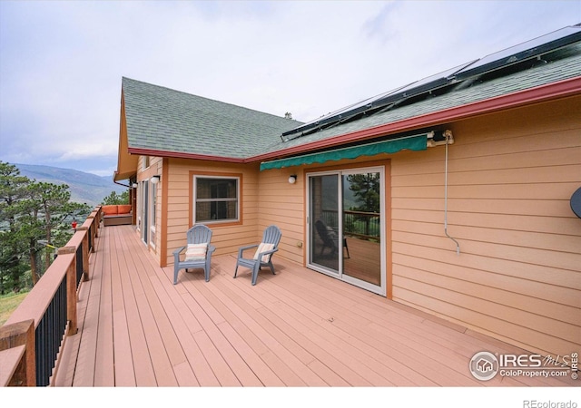 deck featuring a mountain view