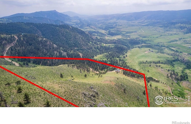 birds eye view of property featuring a mountain view