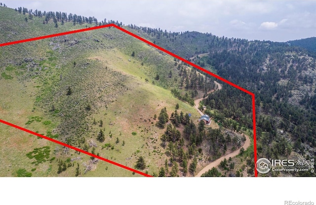 birds eye view of property featuring a mountain view