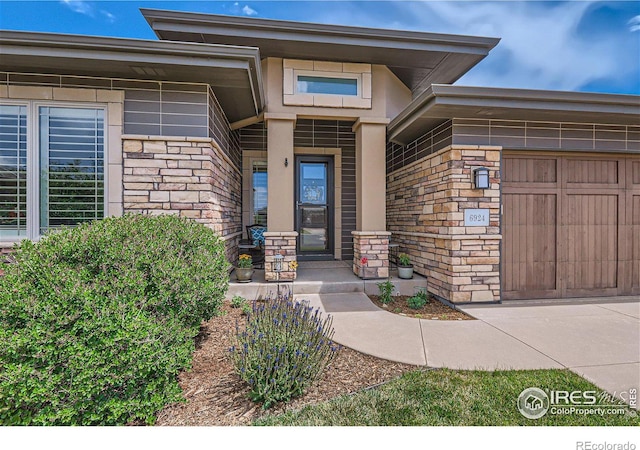 entrance to property with a garage