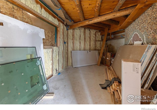 interior space with wood ceiling