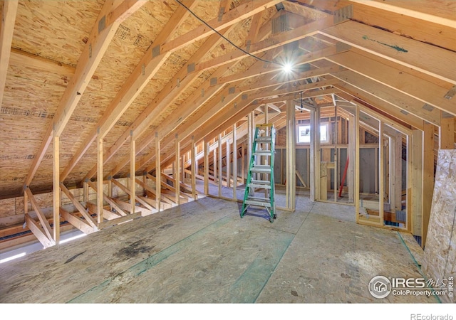 view of unfinished attic