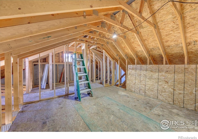 view of unfinished attic