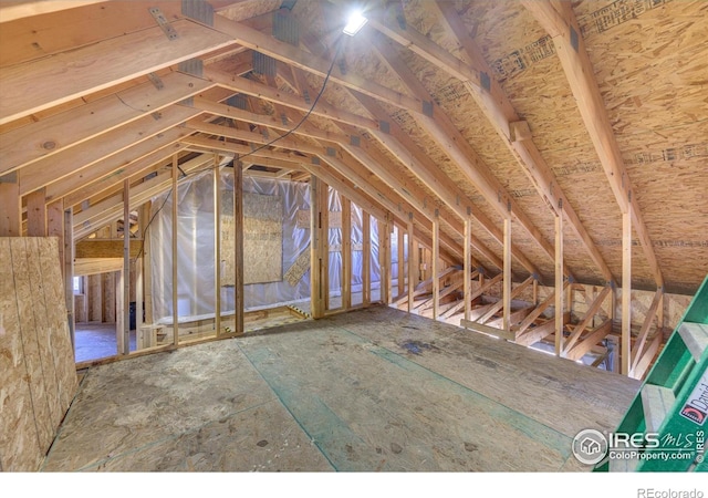 view of unfinished attic