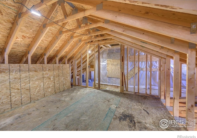 view of unfinished attic