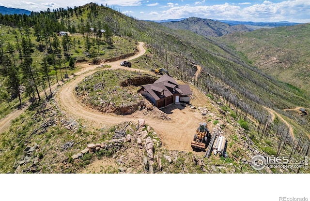 bird's eye view with a mountain view