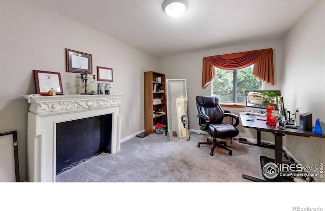 home office with carpet