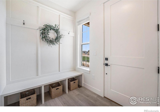 mudroom with light wood-type flooring