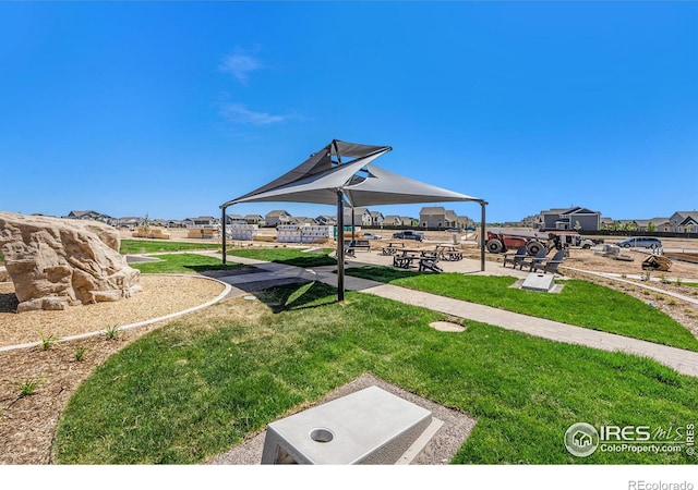 view of yard with a gazebo