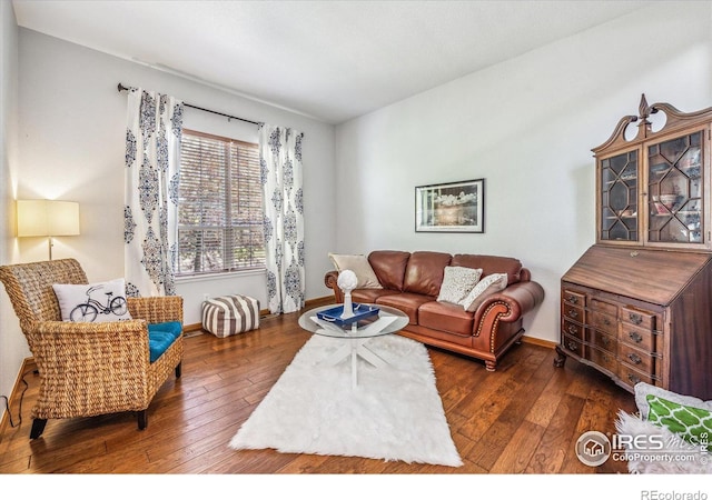 living room featuring dark hardwood / wood-style floors