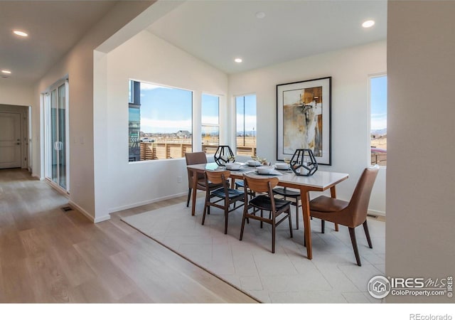 dining room with light hardwood / wood-style flooring