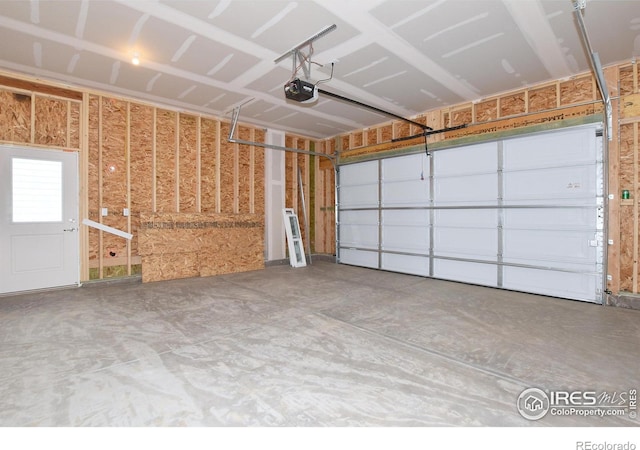 garage with a garage door opener