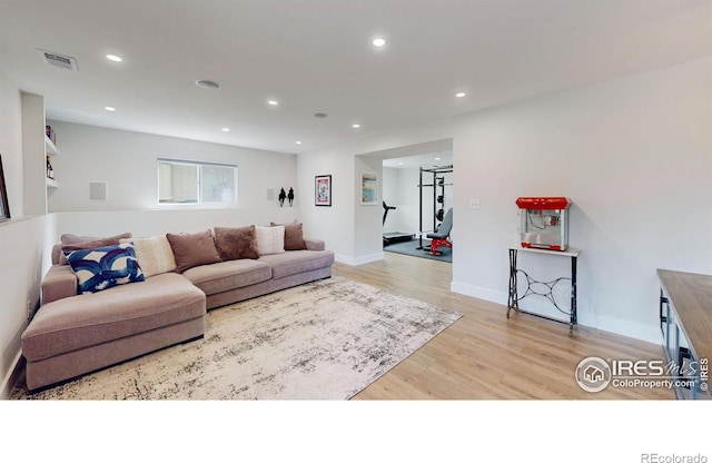 living room featuring light hardwood / wood-style flooring