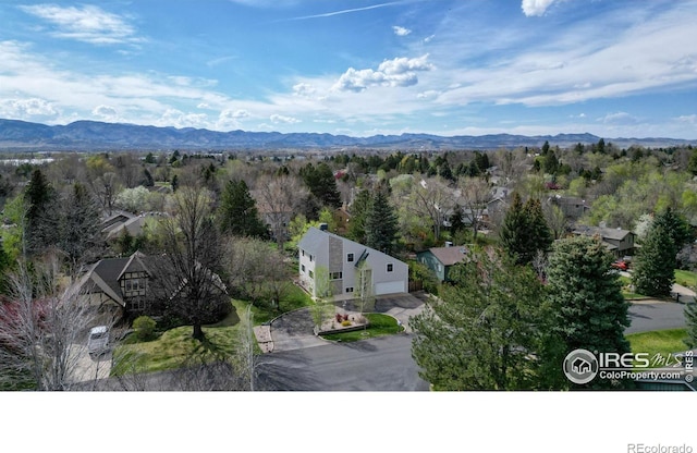 aerial view featuring a mountain view