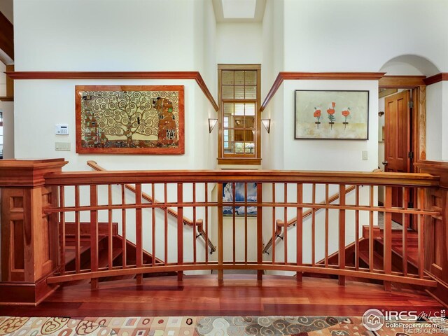 stairs featuring wood-type flooring