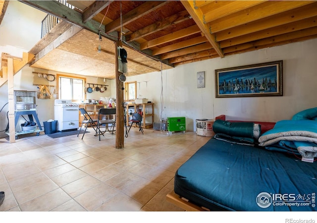 bedroom featuring tile patterned flooring