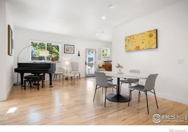 dining area featuring light hardwood / wood-style floors