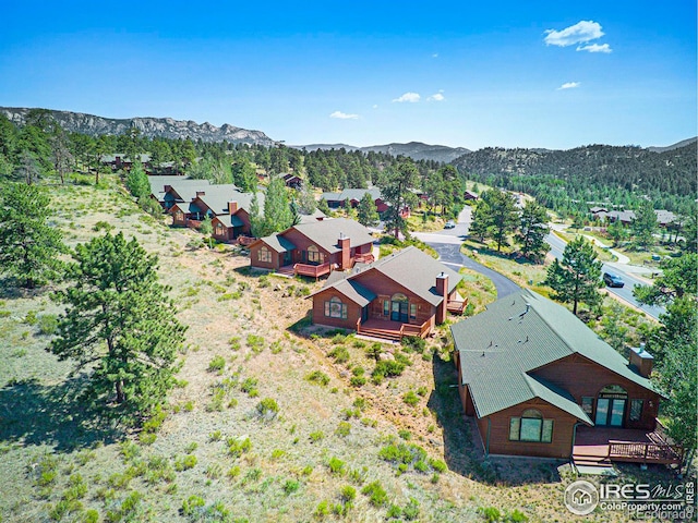 drone / aerial view with a mountain view