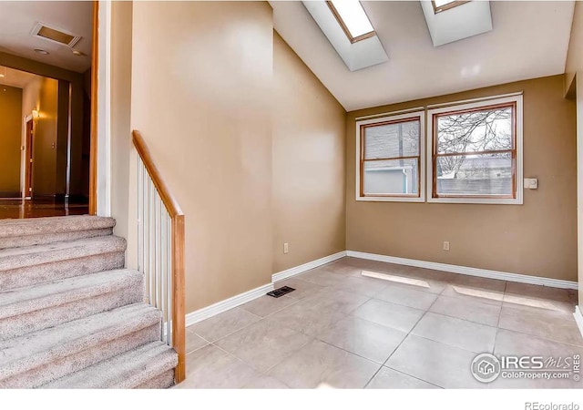 interior space featuring a skylight