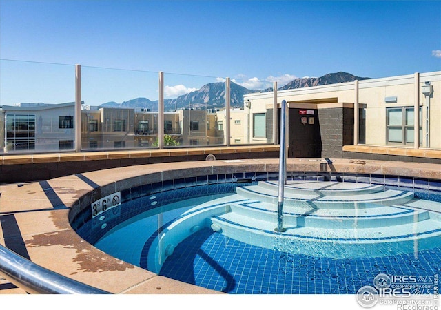 view of pool featuring a mountain view