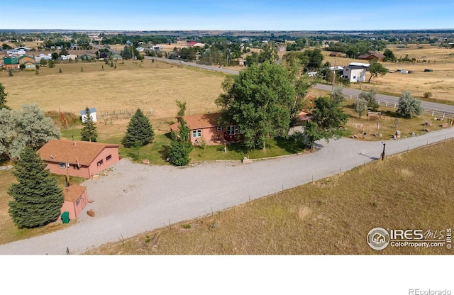 aerial view featuring a rural view