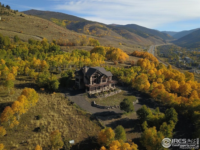 aerial view with a mountain view