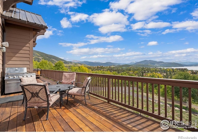 deck featuring a mountain view