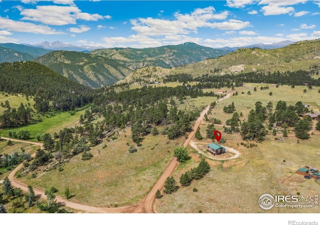 birds eye view of property with a mountain view