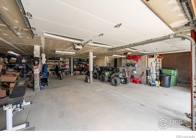 garage with a garage door opener