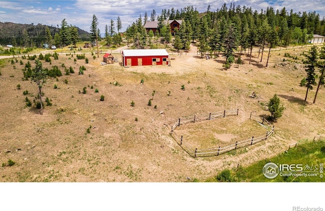 aerial view featuring a rural view