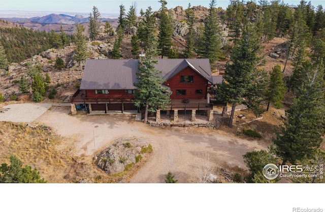 aerial view with a mountain view