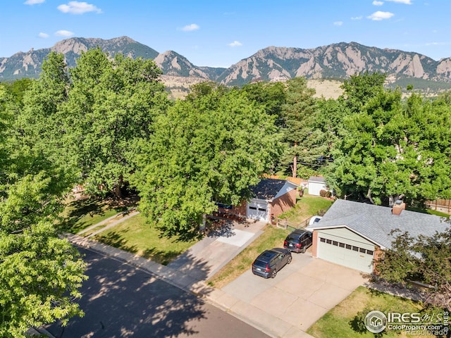 aerial view featuring a mountain view