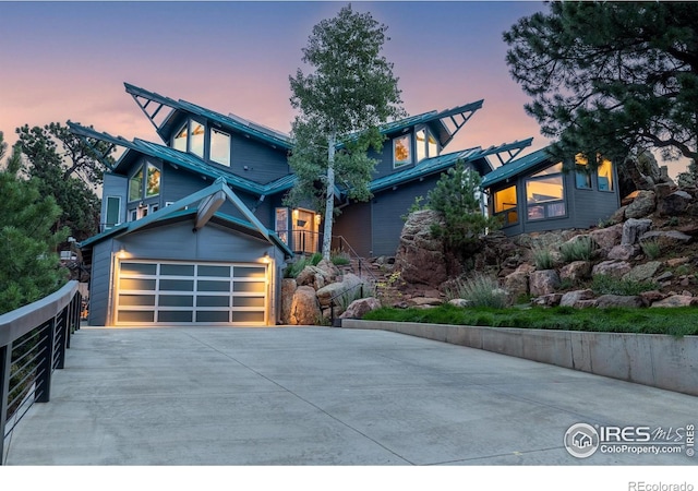 contemporary house featuring a garage