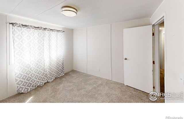 spare room featuring carpet flooring and a textured ceiling