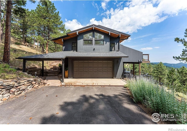 view of front of property with a garage