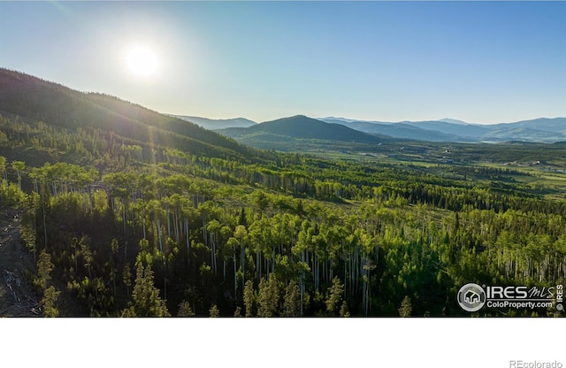 view of mountain feature with a view of trees