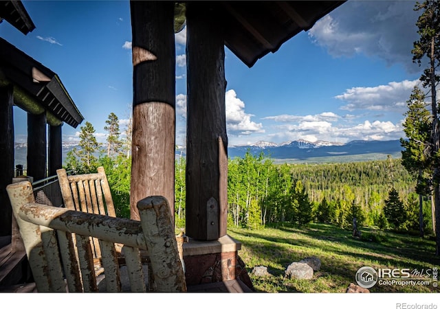 view of yard with a mountain view