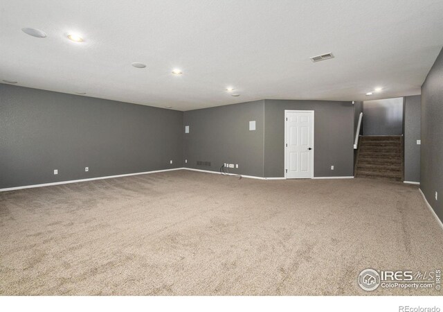 basement featuring carpet floors