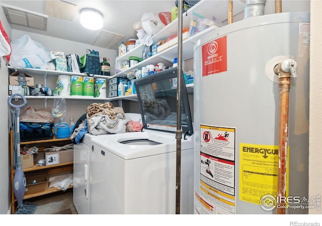 3300 Madison Ave, Boulder, CO 80303 - laundry room with gas water heater, washer and clothes dryer, laundry area, and visible vents