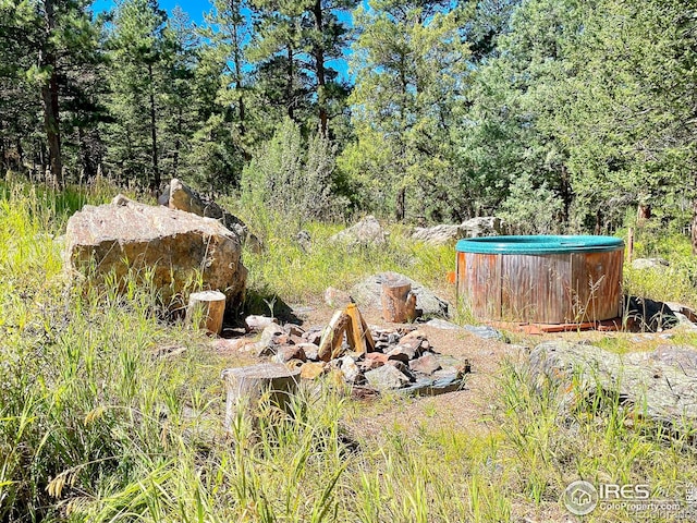 view of yard featuring a jacuzzi