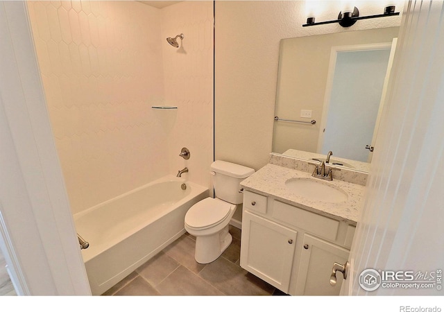 full bathroom with tile patterned flooring, vanity, toilet, and bathing tub / shower combination