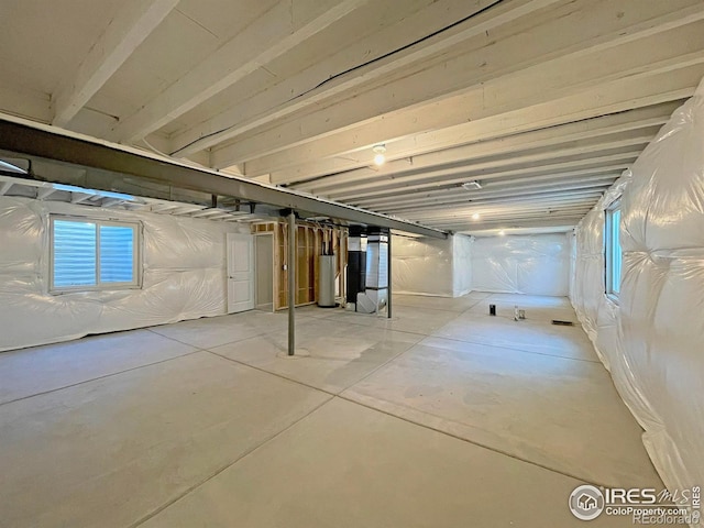 basement with water heater