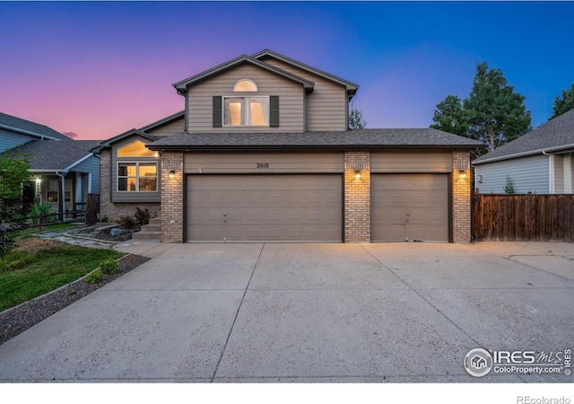 view of property featuring a garage