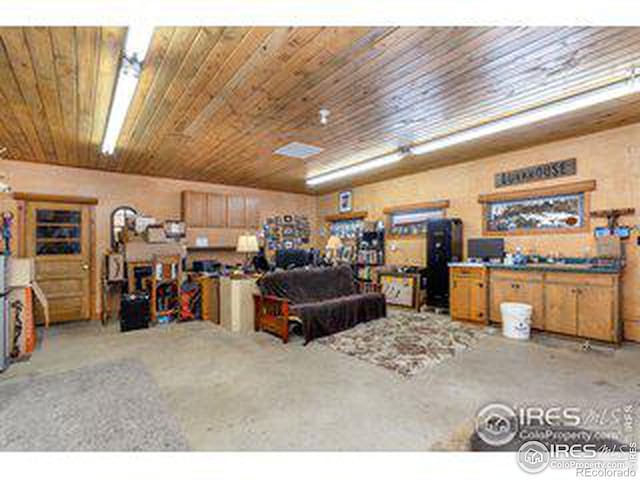 interior space with wooden ceiling