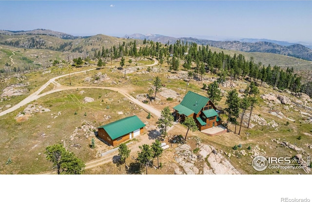 drone / aerial view with a mountain view