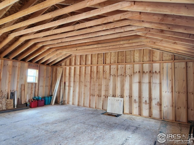 view of unfinished attic